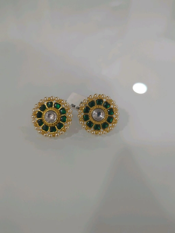 Jadua Kundan Studs - Green
