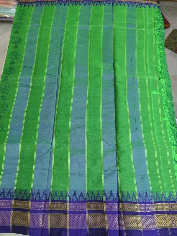 Pure Handloom Narayanpet Cotton Print - green 16