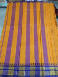Pure Handloom Narayanpet Cotton Print - orange 20