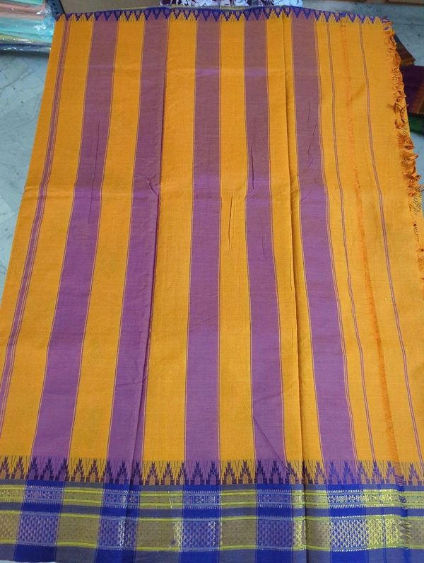Pure Handloom Narayanpet Cotton Print - orange 20