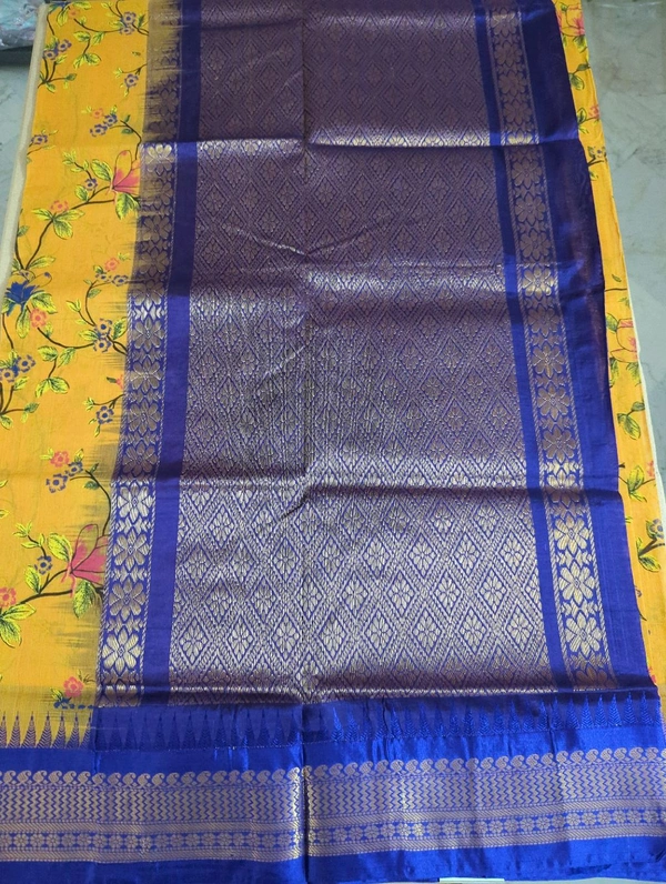 Pure Handloom Gadwal Cotton - Web Orange