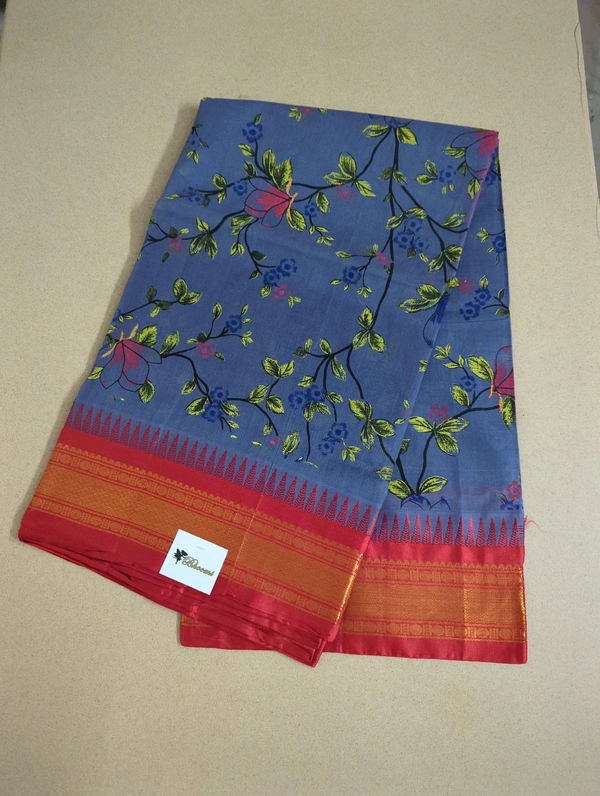 Pure Handloom Gadwal Cotton - gray blue