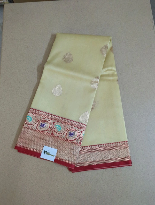Pure Handloom Kora Satin Boardes - Cream