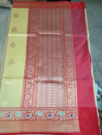 Pure Handloom Kora Satin Boardes - Cream