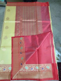 Pure Handloom Kora Satin Boardes - Cream