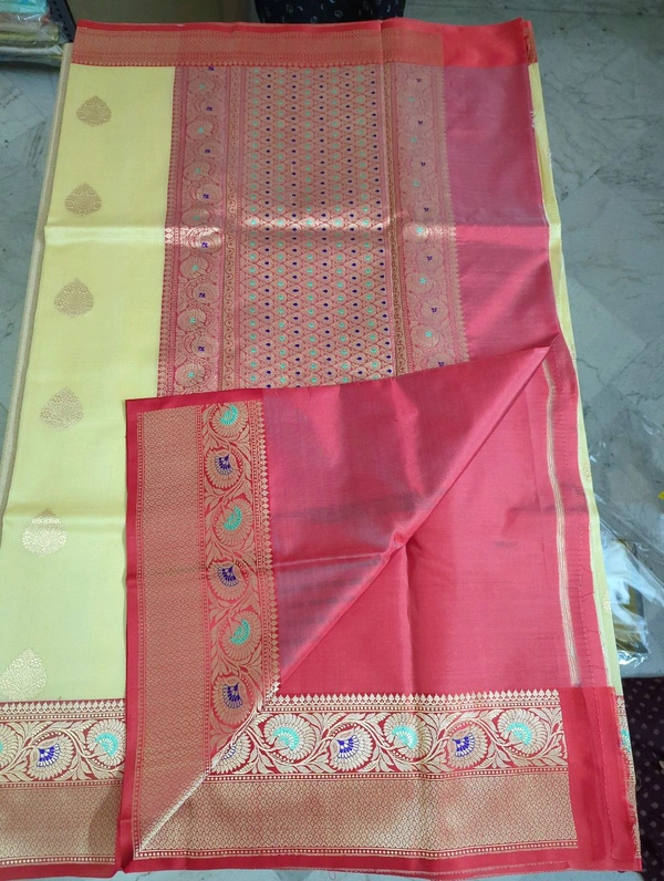 Pure Handloom Kora Satin Boardes - Cream