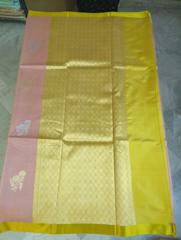 Pure Handloom Kora Satin Boardes - Sundown