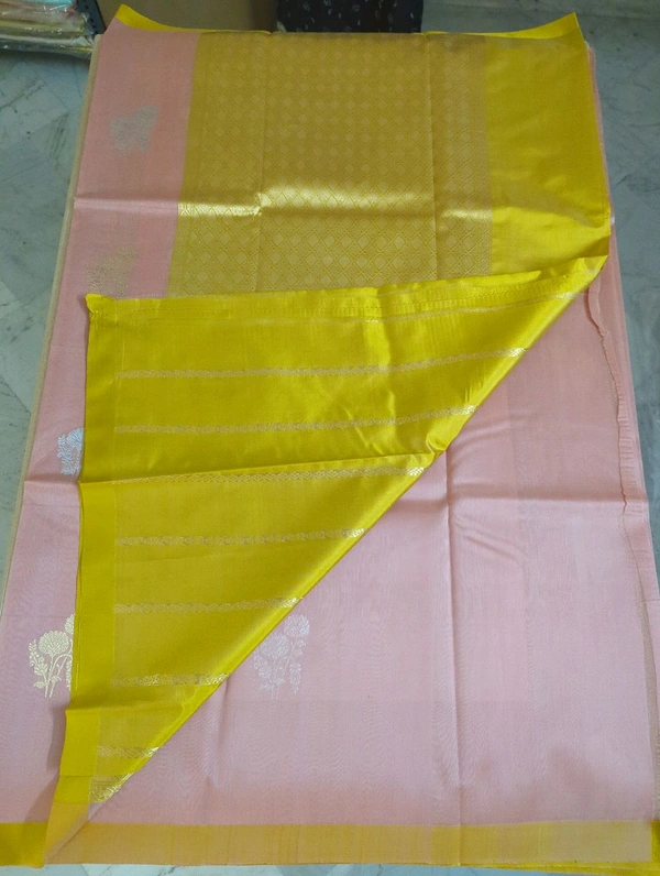 Pure Handloom Kora Satin Boardes - Sundown