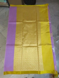 Pure Handloom Kora Satin Boardes - Pink Flamingo