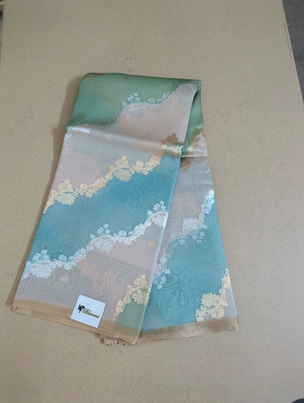 Pure Handloom Kora Rangkat - sky blue