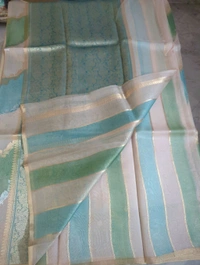 Pure Handloom Kora Rangkat - sky blue