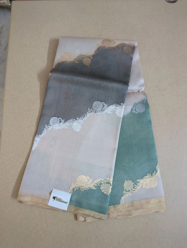 Pure Handloom Kora Rangkat - teal green