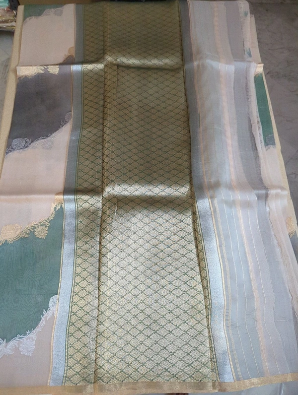 Pure Handloom Kora Rangkat - teal green
