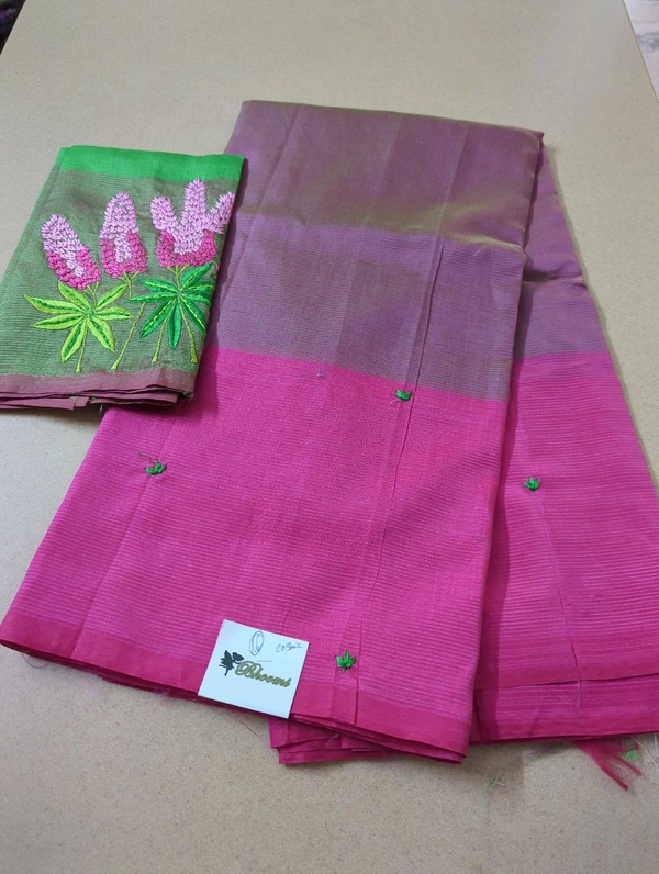 Pure Handloom Mangalagiri Pattu Embroidery  - Cosmic 6