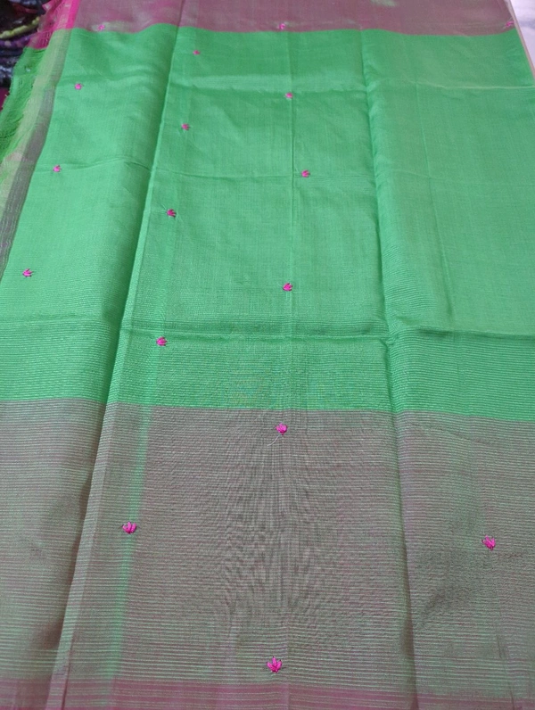 Pure Handloom Mangalagiri Pattu Embroidery  - Cosmic 6