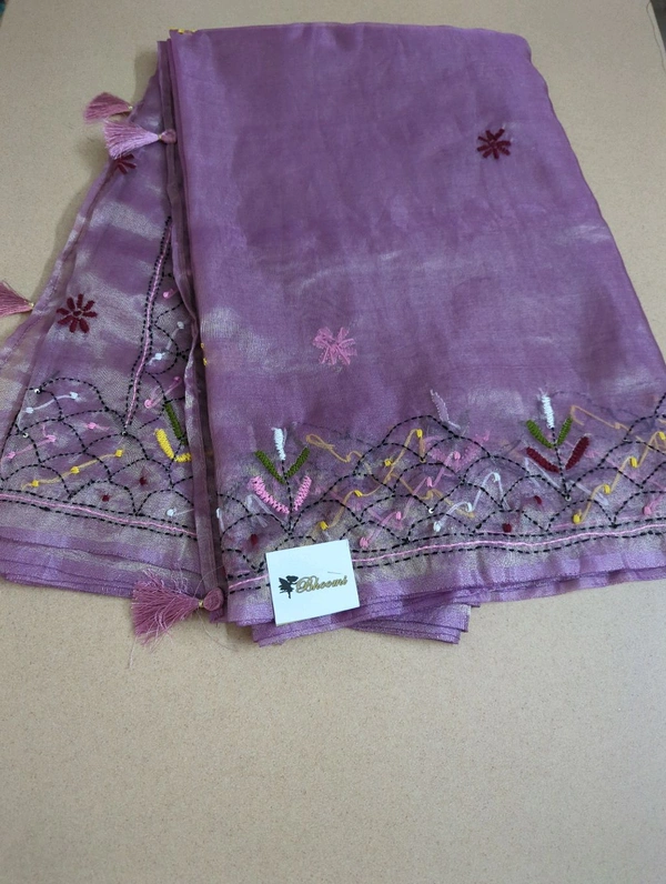 Glass Tissue With Handwork - Electric Violet