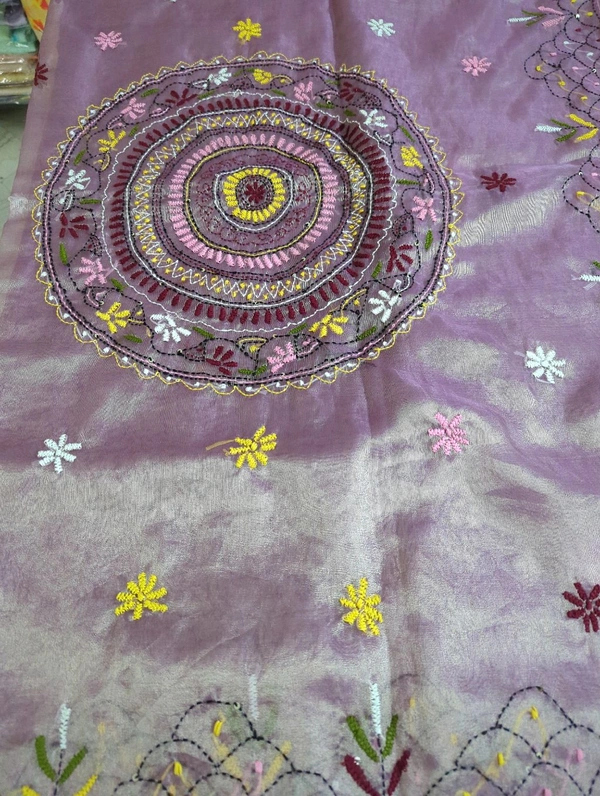 Glass Tissue With Handwork - Electric Violet