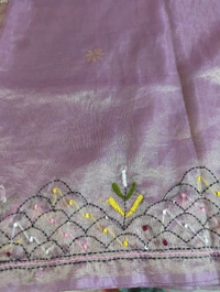 Glass Tissue With Handwork - Electric Violet
