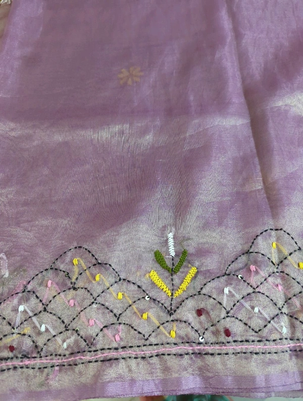 Glass Tissue With Handwork - Electric Violet