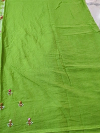 Pure Mulmul Cotton With Handwork - Green