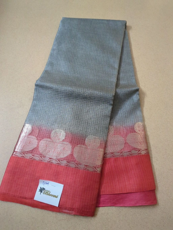 Pure Handloom Tusser Kota - Gray