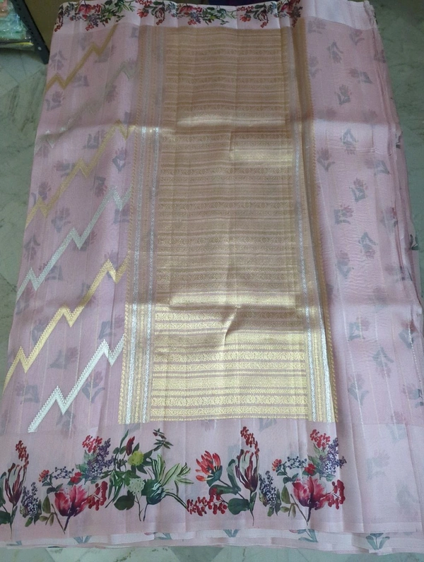 Pure Handloom Organza With Digital - Sundown