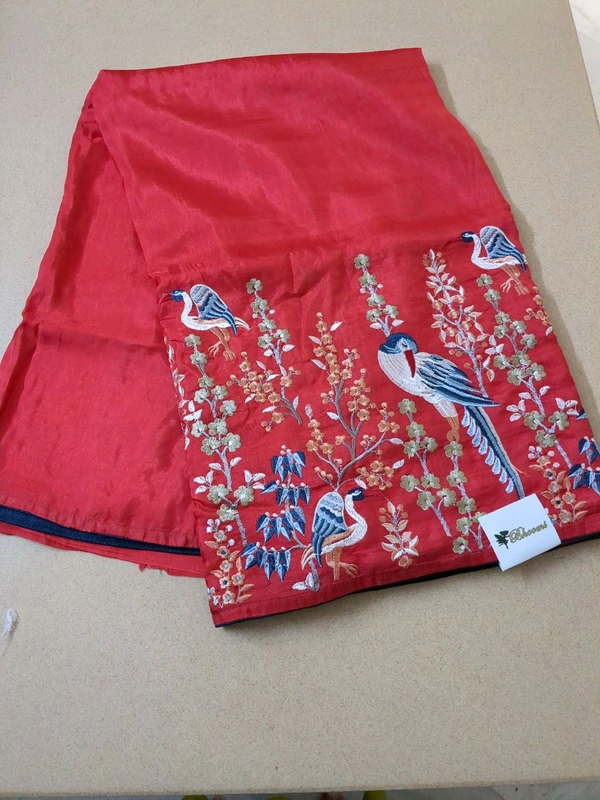 Pure Dola Embroidery  - Red