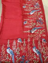 Pure Dola Embroidery  - Red