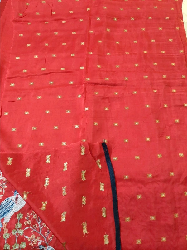 Pure Dola Embroidery  - Red