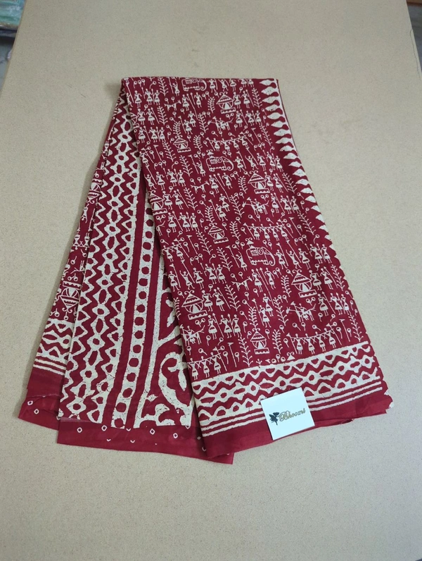 PURE MUL MUL COTTON BLOCK PRINT - red 1