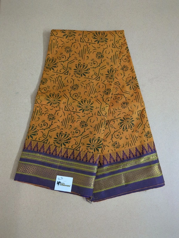 Pure Handloom Narayanpet Cotton Print - orange 23