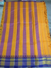 Pure Handloom Narayanpet Cotton Print - orange 23