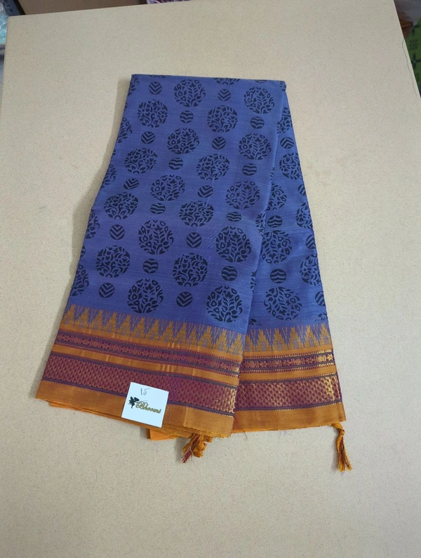 Pure Handloom Narayanpet Cotton Print - violet 15
