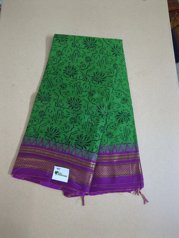 Pure Handloom Narayanpet Cotton Print - green 24