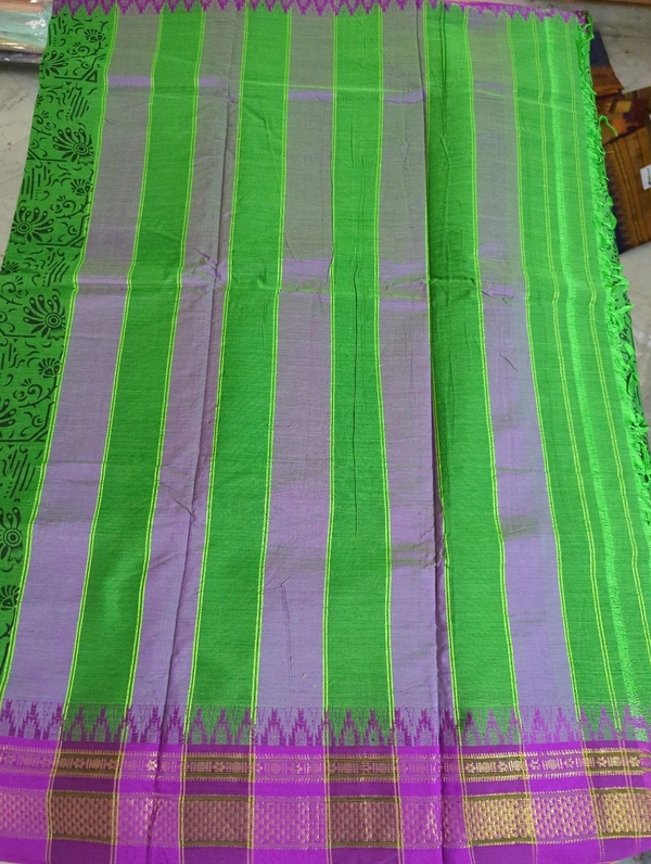 Pure Handloom Narayanpet Cotton Print - green 24