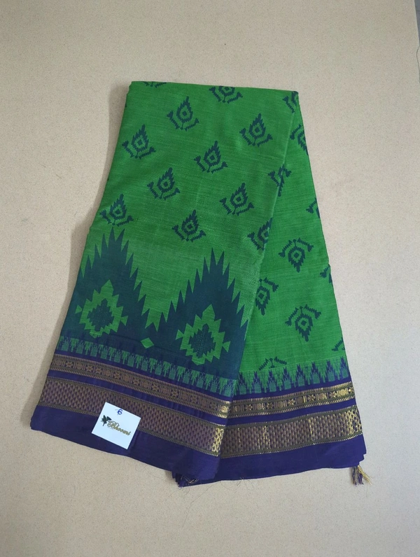 Pure Handloom Narayanpet Cotton Print - green 6