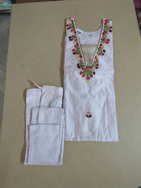 Chanderi Weaving With Handwork - peach, 46