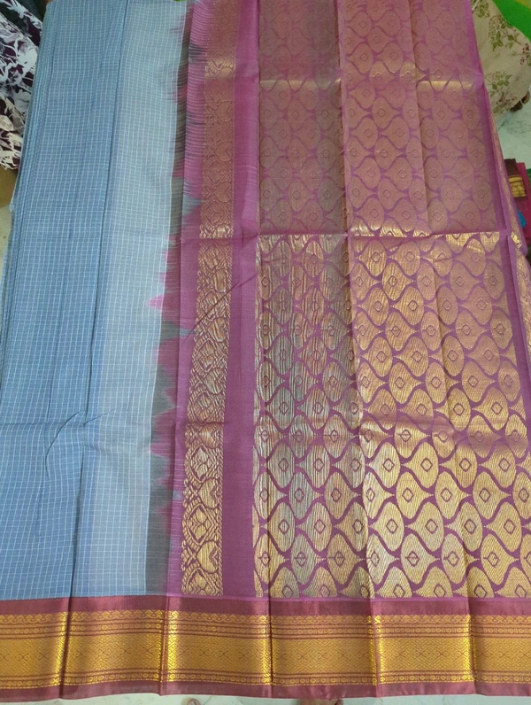 Pure Gadwal Cotton - cement blue 18