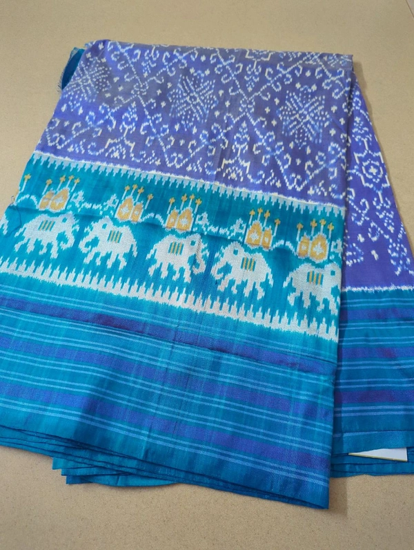 pure double ikkat - Blue