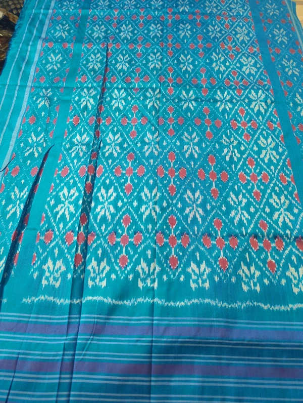 pure double ikkat - Blue