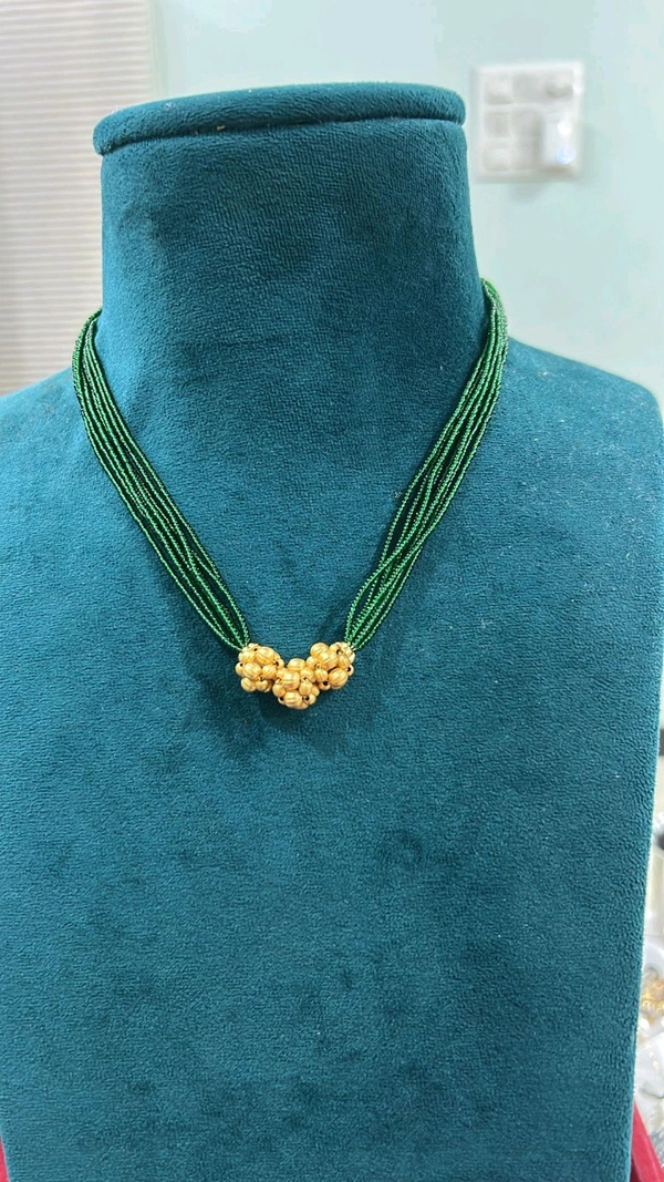 Soft Beads With Gold Copy Balls - green, 10 Working Days