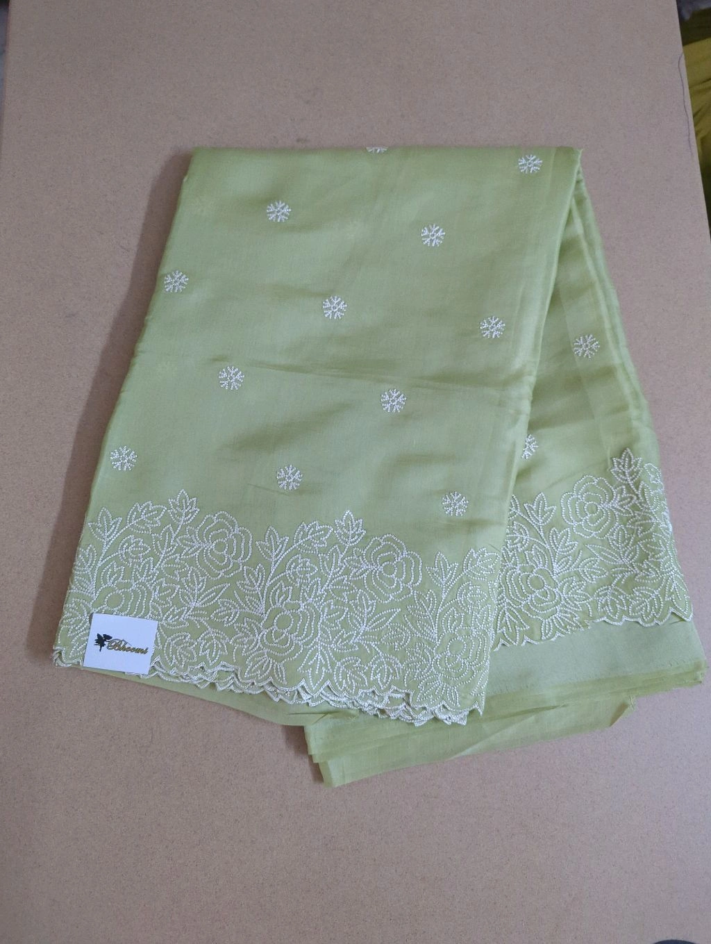 Dark Rama Green Tusser Satin Butti Palazzo Straight Long main image 1