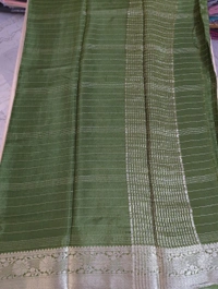 Pure Chinnon With Designer Blouses  - green