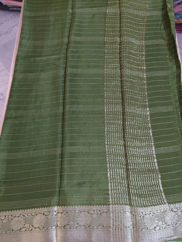 Pure Chinnon With Designer Blouses  - green