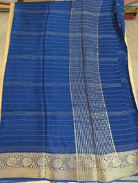 Pure Chinnon With Designer Blouses  - Navy Blue