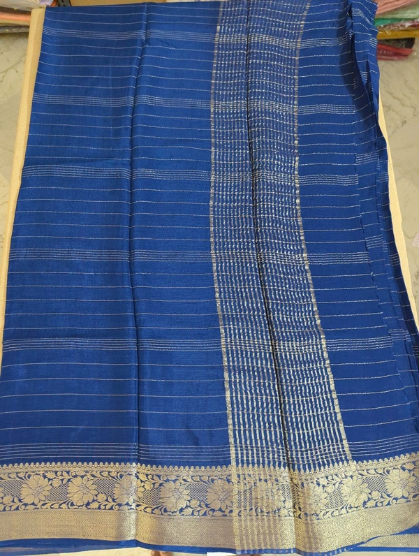 Pure Chinnon With Designer Blouses  - Navy Blue