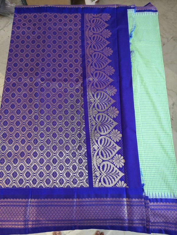 SEMI GADWAL PATTU - Mint Green