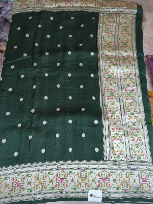 tusser georgette - green