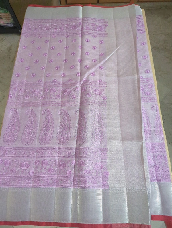 Silk Kota Embroidery  - lavender