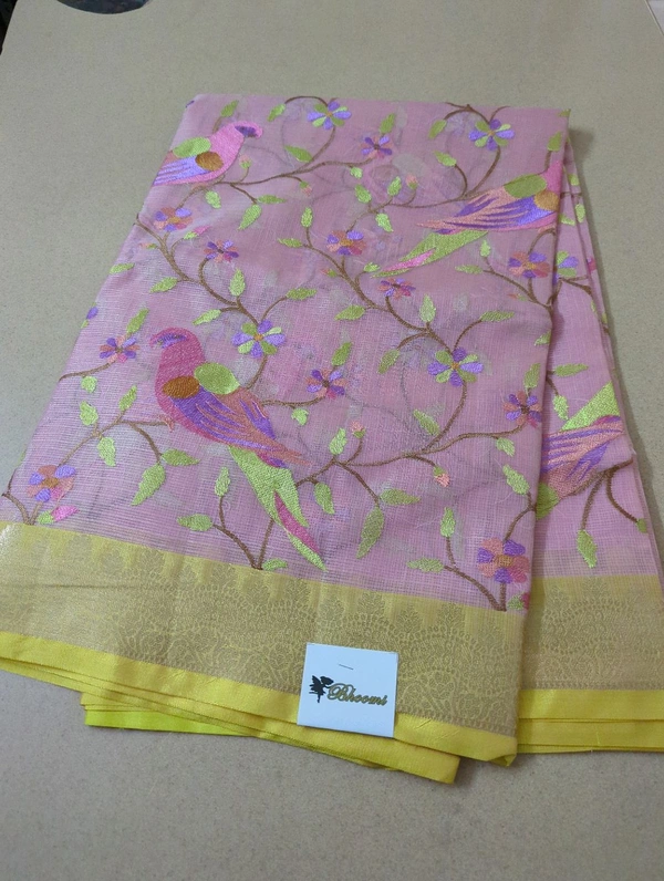 Silk Kota Allave Embroidery  - Pink